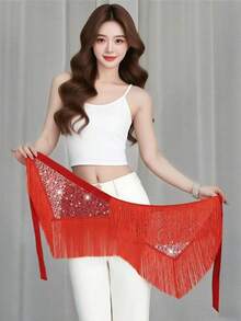 肚皮舞臀巾 舞蹈服 肚皮舞服装 配饰 不对称裹身亮片腰带 流苏臀巾