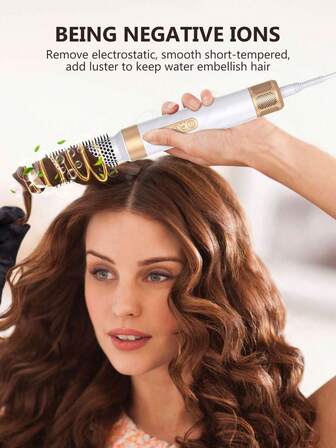 Kemei Cepillo de aire caliente 7 en 1, secador de pelo, moldeador, volumizador con función iónica negativa anti-frizz, set de cepillo alisador y secador de pelo