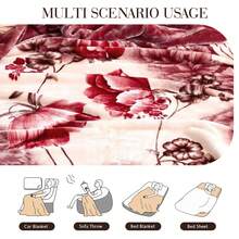 2-Ply Thick Sof Reversible Fleece Blanket Korean Plush Warm Blanket 4.4/6.6/7.7 LB For Winter Autumn Spring Summer Floral Heavy Blanket - Màu Đỏ Sâu - Xem 4