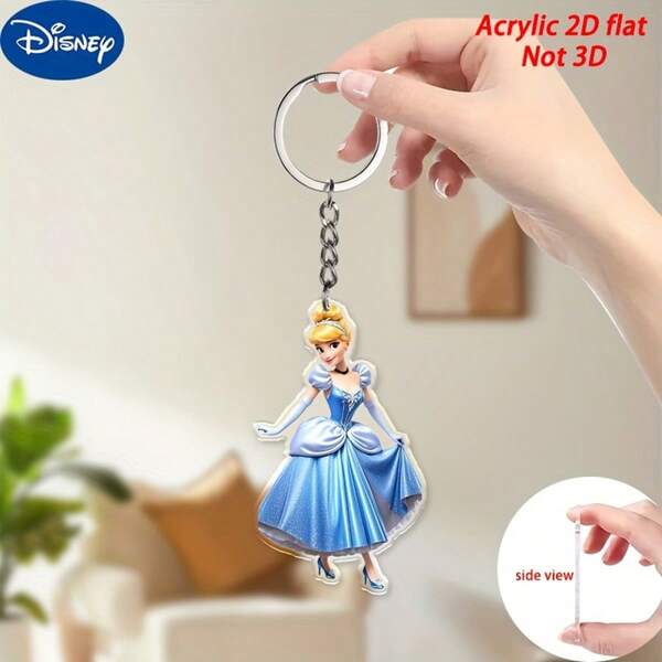2D Design Plano, Chaveiro Acrílico de Princesa Disney Beauty Trap de 1 Peça - Design Plano 2D Oficialmente Licenciado, Pingente com Vestido Azul e Sapato de Cristal, Pingente Durável para Bolsas, Mochilas, Chaves de Carro - Natal, Dia dos Namorados, Presente de Aniversário, Adequado para Mulheres e Fãs da Disney, Decoração de Feriado, Acessório de Mochila