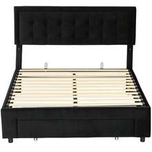 Stylish Double Ottoman Bed Frame With Front Storage Drawer - Elegant Black Design For Maximum Space Efficiency - Black - View 1