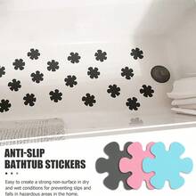12 piezas Pegatinas antideslizantes para bañera y baño, cinta antideslizante con diseño de flores, tiras antideslizantes, alfombrilla antideslizante para ducha, huellas adhesivas duraderas, almohadillas antideslizantes para piso de madera, azulejos y escaleras, bañera, decoración de baño, decoración del hogar - Multicolor - Ver 4