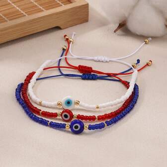 3PCS/Casual Personalized, Devil's Eye Pendant, Adjustable, Lucky Bracelet/Suitable For Gift Giving, Friends, Family, Birthday Gifts/Daily Wear Perfect