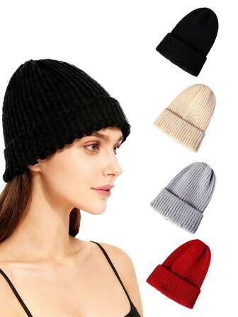 1 st. mysig stickad mössa, ultramjuk, stretchig, slapp mössa, termisk mössa med öronlappar, för män och kvinnor | Enfärgad vintermössa, komfort hela dagen, perfekt för vardagsbruk.