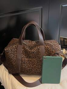 Túi xách da nhung họa tiết da báo thời trang, túi thể thao thể thao cổ điển dung tích lớn để đựng đồ dùng cá nhân, du lịch, túi du lịch nghỉ dưỡng, túi đựng hành lý, túi du lịch qua đêm, túi đựng đồ du lịch bền bỉ, đồ dùng du lịch thiết yếu, đồ dùng du lịch cho nam nữ - Cà phê - Xem 8