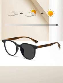 Photochromic Sunglasses For Both Men And Women - Retro Round Plastic Frame, Fashionable & Classic, Suitable For Outdoor, Beach, Vacation, Daily Outfits, Summer Sun Shading, Driving, UV Protection, Blue-Light Resistance, Reduces Eye Fatigue, Non-Prescription - View 2