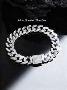 CVNANA 1pc Fashion Hip Hop Men's Chain Bracelet With Flip Clasp, Wristband