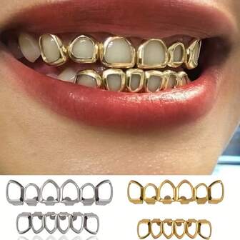 Hollow Teeth Decoration Hip Hop Teeth Grillz, Suitable For Men And Women As Holiday Party Gift