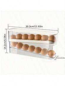 Organizator de ouă cu 2 niveluri - Suport de depozitare pentru frigider, din plastic, care economisește spațiu, cu design transparent pentru acces facil la ouă și prevenirea spargerii, suport tip scară, suport pentru ouă pentru frigider - Multicolor - Vizualizare 7