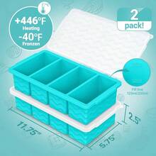 Silicone Freezer Molds Soup With Lid U2013 1 - Cup Soup Container Style Cube Trays Freezer, Meal Prep Food Storage, Freeze 250mL125mL Portions U2013 2 Pack - 湖藍色 - 查看 3