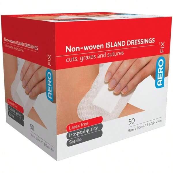Aero Healthcare Aerofix NonWoven Island Dressings 8 X 10 Cm White 50 Count