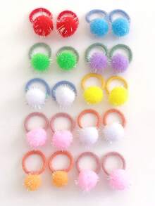 10/20pcs Cute Glitter Pom Pom Hair Scrunchies Elastic Hair Ties Headbands