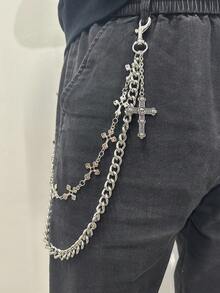 1 chiếc dây chuyền bạc dày thời trang Hip Hop có mặt thánh giá cho quần dài, phù hợp với vest, quần jean, quần thường ngày, trang phục hàng ngày và tiệc tùng đường phố - Bạc - Xem 15