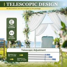 SanBouSi Backdrop Stand Pipe Kit, Heavy Duty Pipe And Drape Kit Backdrop Support Telescopic Wedding Backdrop Stand Pipe Drape System, Wedding Curtain Frame Telescopic Pole With Heavy Duty Base - 銀色 - 查看 9