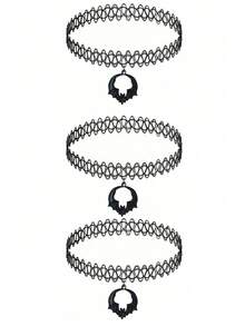 1 件哥特式蝙蝠、新月吊坠项链，复古镂空设计可调节颈链，适合男女，优雅的万圣节礼物（弹性） - 彩色 - 查看 19