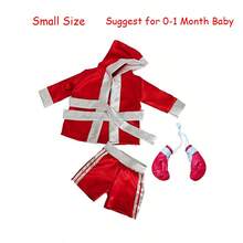 3 件套新生儿摄影服装婴儿拳击长袍短裤和拳击套装，适合拍摄令人难忘的第一张照片，迷你手套短裤，冠军首次亮相新生儿拍摄道具婴儿洗礼复活节礼物，适合女孩/男孩 - 彩色 - 查看 13