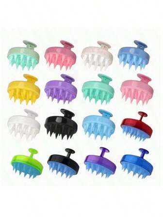 1개 두피 마사지 기능이 있는 실리콘 샴푸 브러시 - 배터리가 필요 없는 헤어브러시, 부드러운 엉킴 방지 및 두피 마사지, 미끄럼 방지 그립, 파스텔 핑크/틸/, 모든 헤어 타입(직모/웨이브/곱슬/꼬불꼬불), 샤워 및 목욕 헤어 케어 - 가정 또는 살롱 사용에 이상적, 인체공학적 디자인, 내구성 있는 구조, 자기 관리 루틴