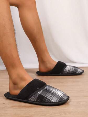 Men's Fashionable Plaid Slippers, Men's House Slippers