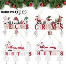 1 pièce/4 pièces/6 pièces Décoration de Noël en bois à suspendre à la porte, utilisée pour décorer les murs de la famille, les arbres de Noël. Cadeaux de Noël et du Nouvel An