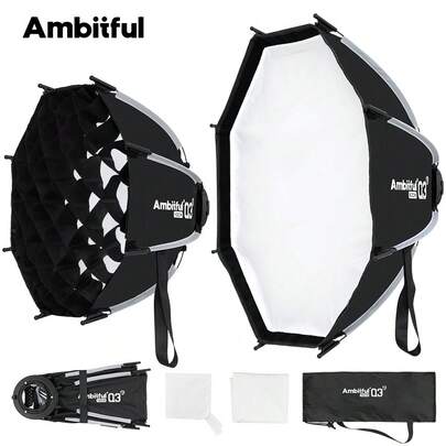  AMBITFUL Q3 Snabbinställnings Softbox Matt Box Ljuslåda För GODOX ML100 BI LED Fill Light Kamera Ficklampa Speedlite GODOX Mount (Innehåller inga raster.)