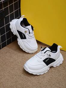 Kids' Fashion Casual Sports Shoes, Black & White Classic Color, Soft & Comfortable, Durable Anti-Slip Sneakers For School Sports