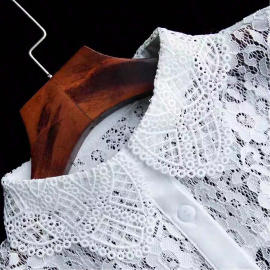 1 pieza Camisa de superposición de moda en negro y blanco para mujer, accesorio de cuello desmontable elegante apto para atuendos de otoño/invierno