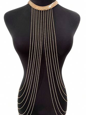 1 件性感合金多层链条身体链，女士适用 - 适合海滩、派对和节日礼物