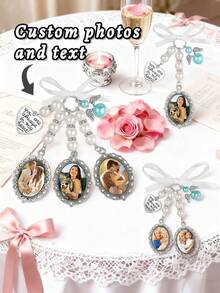 1 pieza Broche de encaje con transferencia de calor de foto personalizada, Colgante conmemorativo de graduación personalizado DIY, Colgante de foto para correa de sombrero de graduación DIY, Flor de pecho conmemorativa, Insignia ovalada de pecho conmemorativa personalizada como regalo - Multicolor - Ver 2