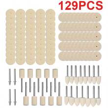 129Pcs Felt Polishing Buffing Pads Wheel Wool Plastic Rotary Kit Set - White - View 6