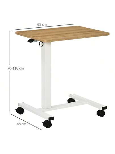 HOMCOM Sit St Desk, Height Adjustable Wheels, Space Saving Shaped Laptop Natural White, 70 110 Cm, Up To Kg On Site view 2