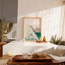 1幅波西米亚风粉彩山景日落帆布画，简约自然风景艺术，客厅卧室美学墙面装饰，无框艺术品，家居装饰必备 - 彩色 - 查看 4