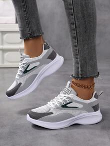 Pantofi sport pentru femei, mărimi mari, cu aspect respirabil, din plasă, casual, cu fund moale, pentru alergare cu suprafață moale, pantofi sport pentru femei, pantofi balerini ușori și confortabili pentru femei, pantofi de jogging pentru femei, pantofi de mers albi, pantofi de alergare pentru șosea pentru femei, pantofi casual pentru bărbați, pantofi de alergare pentru bărbați, adidași albi la modă, pantofi de alergare pentru șosea pentru bărbați - Frasin alb - Vizualizare 3