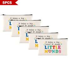 Preppy Style 1/5/10-Pack Canvas Cosmetic Cases For Teachers – Portable Zippered Pouches For Makeup, Stationery, Jewelry Storage – Teacher Life & Survival Kit Printed Designs – Hand-Washable, Multi-Purpose Gift Bags For School, Home – Ideal For Teacher Appreciation, Back To School, Graduation, Thanksgiving, Christmas Gifts Makeup Bag Make Up Bag Makeup Pouch Cosmetic Bag Toiletry Bag Wash Bag Travel Essential Cruise Essentials Vacation Essentials For Men Women - Beige - View 25