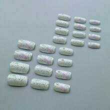 24-Piece Nail Art Kit Embossed Rock-Infused 3D Lace Floral Accents White Pearl Manicure Set For Women, Creative DIY Gothic Grunge Flair Designs With Dazzling Gems, Matte Pearls & Flexible Chains For Long Coffin Stick Nails - 白色 - 查看 8