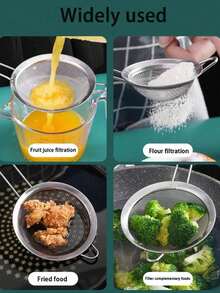 1pc Fine Mesh Strainer, Stainless Steel Sieve Spoon, Multi-Functional Kitchen Tool, Suitable For Filtering Flour, Tea Leaves, Cooking Oil, Coffee Powder, Fruit Juice, For Cooking And Baking - Silver - View 7