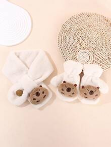 2 Stücke Plüsch Bär Handschuhe und Schal, geeignet für den täglichen Gebrauch und Reisen