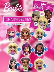 Mattel 1PC Barbie Officially Licensed 3D Anime Character Series Mystery Bulk Bag Clip Party Favor Keychain Cute Blind Bag Keyring Random One Barbie Skipper Or Other Characters Bag Charm Fashion Accessories For Family Friends Birthday Christmas Anniversary Newyear Festival Gifts
