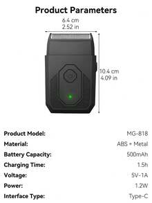 Reciprocating Electric Shaver With -C Fast Charging, Portable & Lightweight, - For Home/Travel - No Razor Refills, Ideal Gift For Beards & Sensitive - Multicolor - View 12