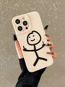 Una funda para  con un diseño minimalista de figuras de palitos es compatible con los modelos  16E, 15, 14, 13, 12 y 11/XS MAX/XR/MINI/Pro/PLUS/Pro MAX. Compatible con Samsung S24 Ultra/S23 FE/S22 Plus/S21/S20/A81/A55/A54/A35/A34/A32/A25/A24/A21S/A16/A15/A13/A12/A06/A05/A04/A03 y otros modelos. Funda para teléfono fabricada en TPU, con propiedades a prueba de golpes, caídas y manchas, una opción esencial para uso personal o para regalar. Adecuadas para San Valentín, Halloween, Navidad, Año Nuevo y diversas ocasiones festivas. - Blanco - Ver 4