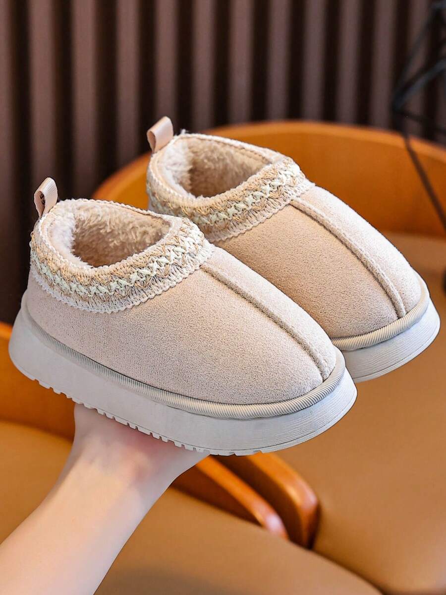 Children's Snow Boots 2025 Autumn And Winter New Styles For Boys And Girls Small, Medium And Large Children's Home Indoor And Outdoor Fashionable, Simple And Generous Thick Sole Comfortable - 杏色 - 查看 1