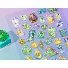 1张3D立体浮雕贴纸，图案为企鹅、猫、兔子、恐龙等可爱卡通动物，适合DIY装饰剪贴簿、笔记本、手机壳、包包等。 - 彩色 - 查看 8