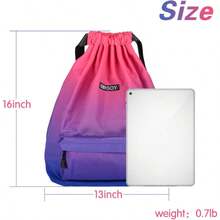 Gym Drawstring Backpack Water Resistant String Bag Nylon Cinch Sport Bag Sackpack - 1 - Ver 4