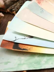 Un/Dos juegos de sobres (Un juego incluye 2 sobres chinos + 4 hojas de papel de carta), con un diseño retro de loto, incluye tarjetas de regalo, sobres de papel chinos y sobres de almacenamiento con estampado de hojas, adecuado para invitaciones de bodas, suministros de oficina y regalos para el Día de San Valentín. - color - Ver 8