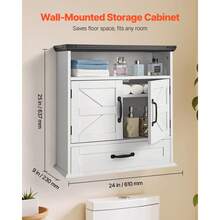 Bathroom Wall Cabinet, 2 Doors & Adjustable Shelf, Over The Toilet Storage Medicine Cabinet Wall Mounted, Hanging Organizer With Drawer & Open Partition For Laundry Room Kitchen Restroom, White - 2 Cabinets + 1 Cabinet With Partition + 2 Drawers - View 2