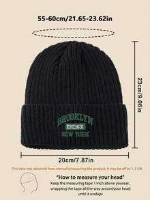1pc BROOKLYN EST.1631 Embroidered Knit Beanie, Warm Thermal Lined Winter Hat, Windproof, Soft & Comfortable, Simple & Fashionable, Essential Winter Accessory - A - View 4