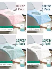 1/10/20pcs Disposable Toilet Seat Cover Pad, 10pcs/Pack, Individually Packaged Paper Material Portable Sanitary & Waterproof Toilet Mat With Extended Coverage, Suitable For Hotels, Public Places, Travel, Leisure Clubs, And Home Use Bathroom Decoration Fall Decoration