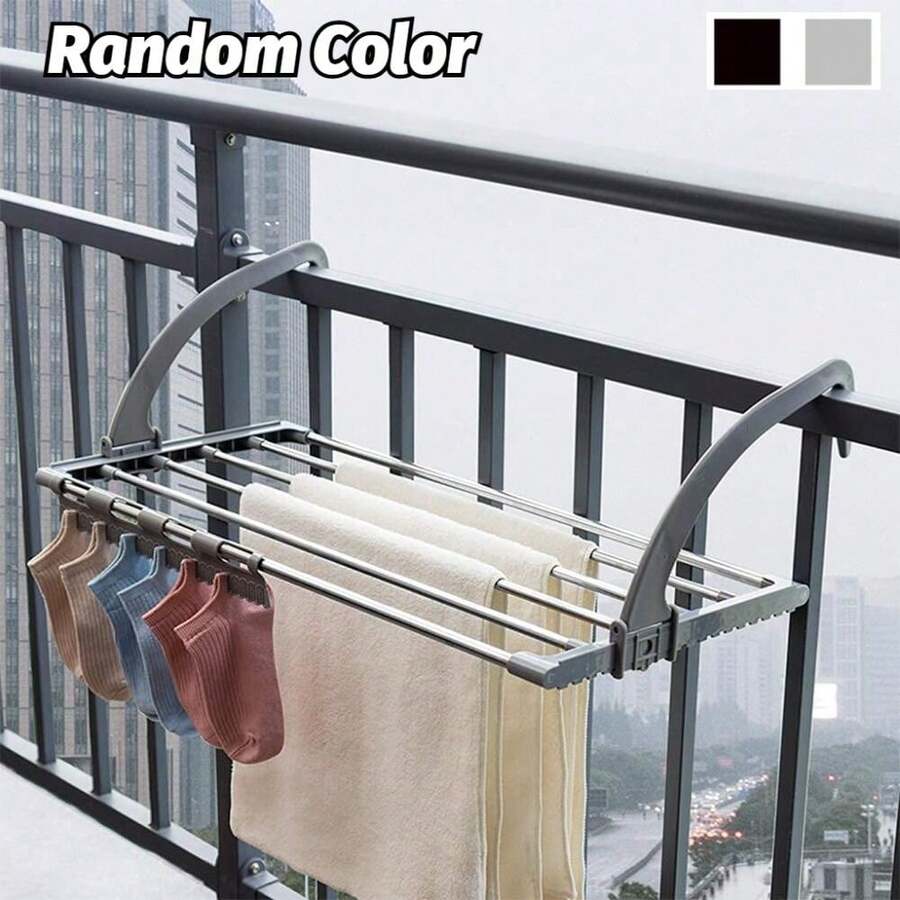 Tendedero ajustable de acero inoxidable, multifuncional, para colgar ropa y toallas, diseño moderno, construcción robusta, ideal para ropa, toallas y calcetines, ideal para balcones y baños. (32 x 50 cm, color aleatorio) - Colores mixtos - Ver 1