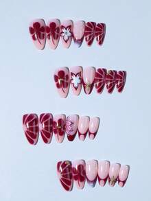 24片杏仁形3D凝胶美甲贴纸，提升您的美甲造型，打造花卉美甲、法式美甲、珍珠点缀等效果，完美搭配亚克力美甲套装。套装包含：1瓶果冻凝胶和1把指甲锉。杏仁形法式美甲贴纸，适合女性和女孩日常、工作、节日派对等各种场合。 - 彩色 - 查看 5