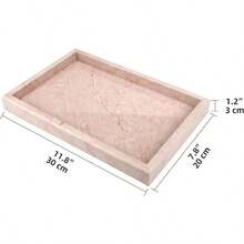 HESHIBI Marble Bathroom Vanity Tray Natural Luxury Cream Rose Marble Home Kitchen Bathroom Table Tray Stone Decorative Countertop Serving Trays For Coffee Perfume Jewelry Makeup Pink