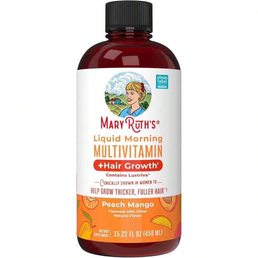 MARY RUTH'S Liquid Morning Multivitamin Hair Growth - Includes All 8 B Vitamins Plus Vitamins C, D, A, Etc Delicious Peach Mango Flavor - 1瓶 - 查看 1